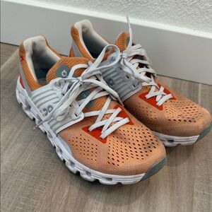 On Women's Athletic Shoes in Orange and Gray